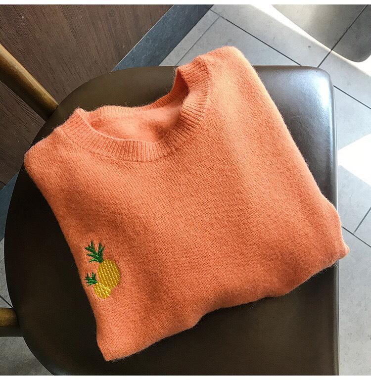 甜美水果刺繡針織 S-2XL 4色