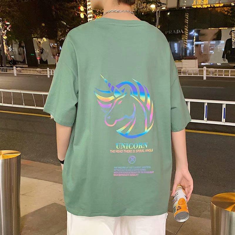 男款簡約獨角獸休閒圓領五分袖T桖5色 M-3XL