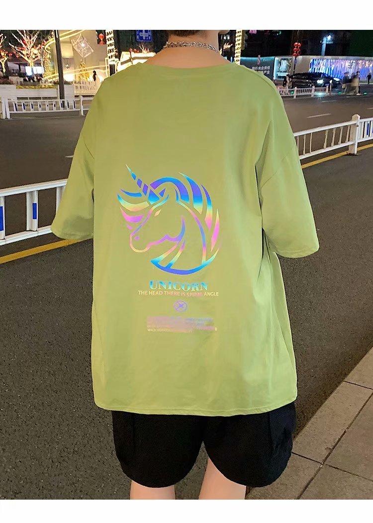 男款簡約獨角獸休閒圓領五分袖T桖5色 M-3XL