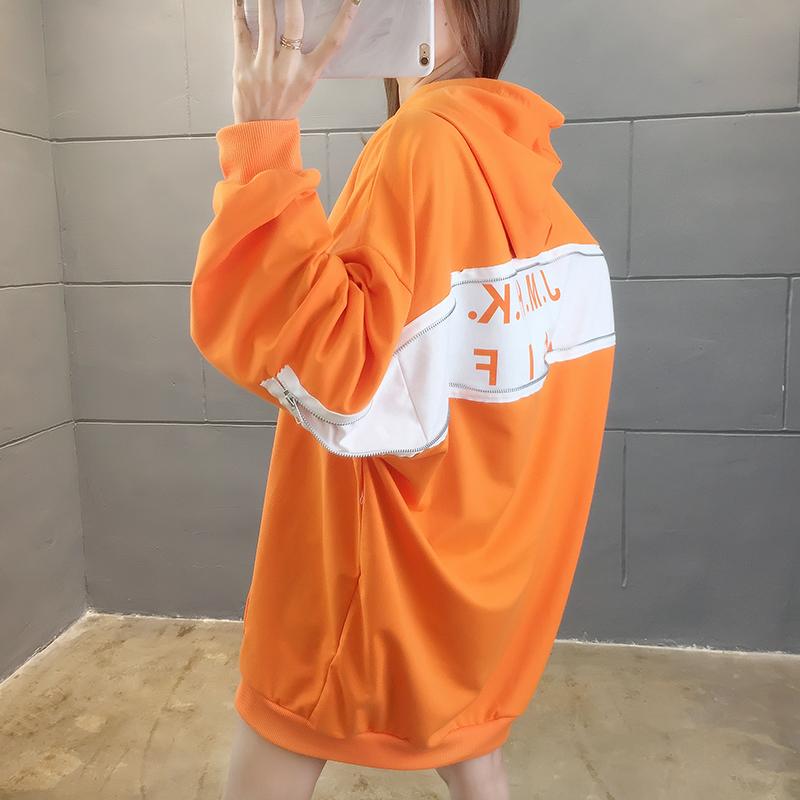 春秋背後拉鍊字母連帽韓版慵懶風外套3色 M-XL