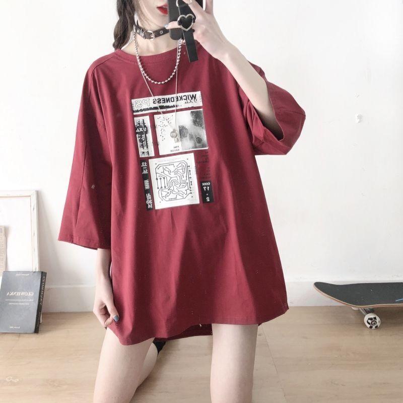 韓版寬鬆女裝夏季半袖中長款時尚上衣短袖T 2色 M-2XL