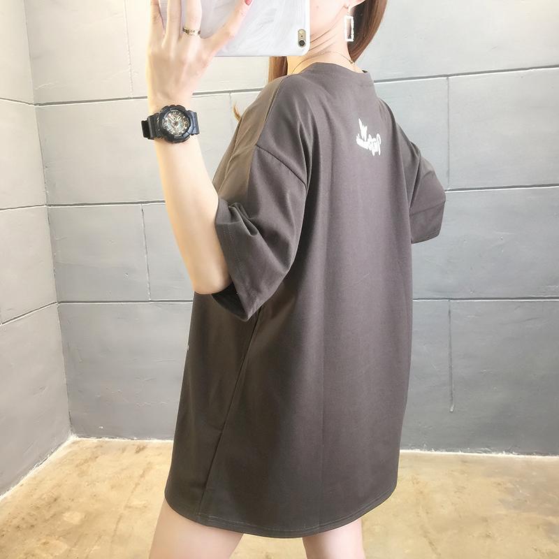 夏季超火ins中長款蝴蝶印花短袖T2色 M-2XL