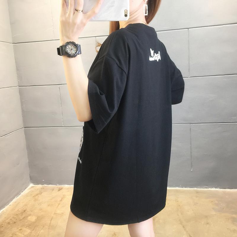 夏季超火ins中長款蝴蝶印花短袖T2色 M-2XL