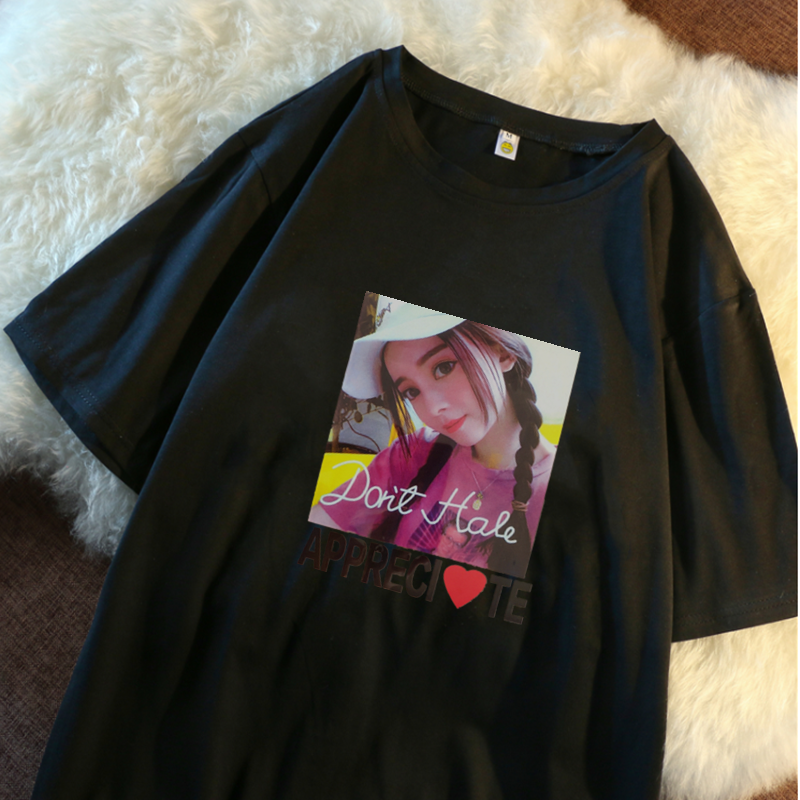 好質量雙磨牛奶絲印花短袖T韓版2色 S-3XL