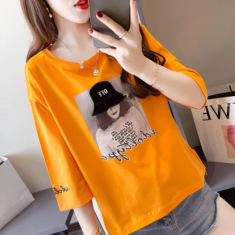 夏短款復古流行女孩圓領上衣3色 M-XL