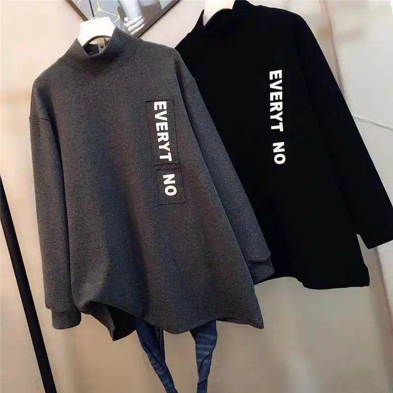 德絨長袖T加厚冬季新款寬鬆打底衫上衣2色 M-2XL