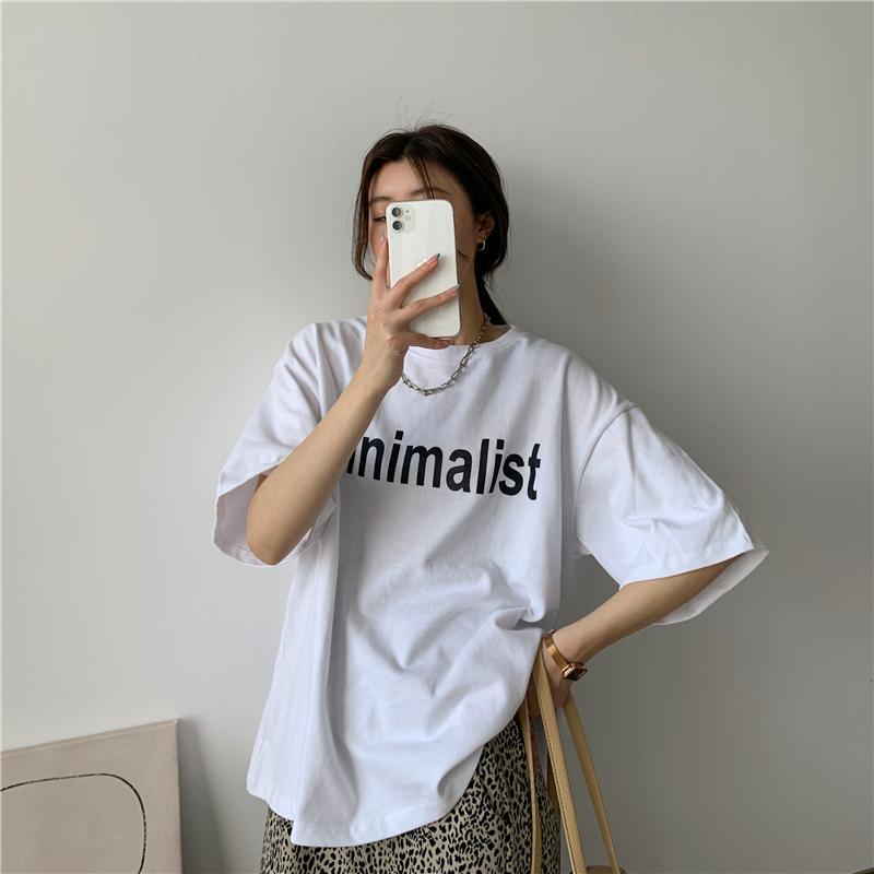 春夏寬鬆百搭字母印花短袖T 4色 M-XL