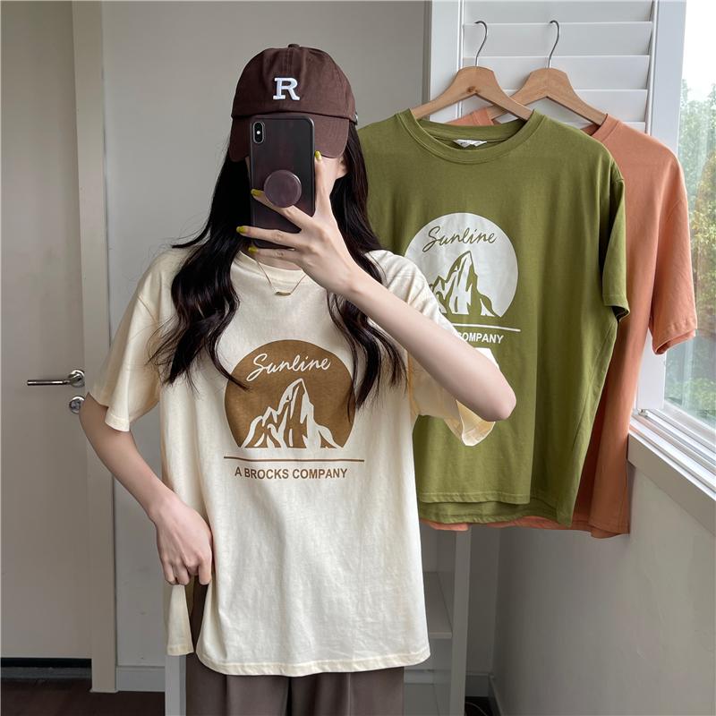 山脈印花設計感小眾短袖t3色 M-XL