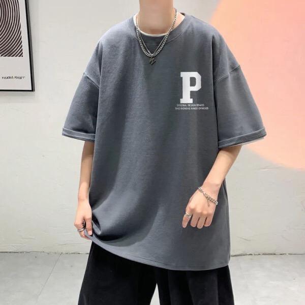 100%純棉男士字母P百搭上衣4色 S-4XL