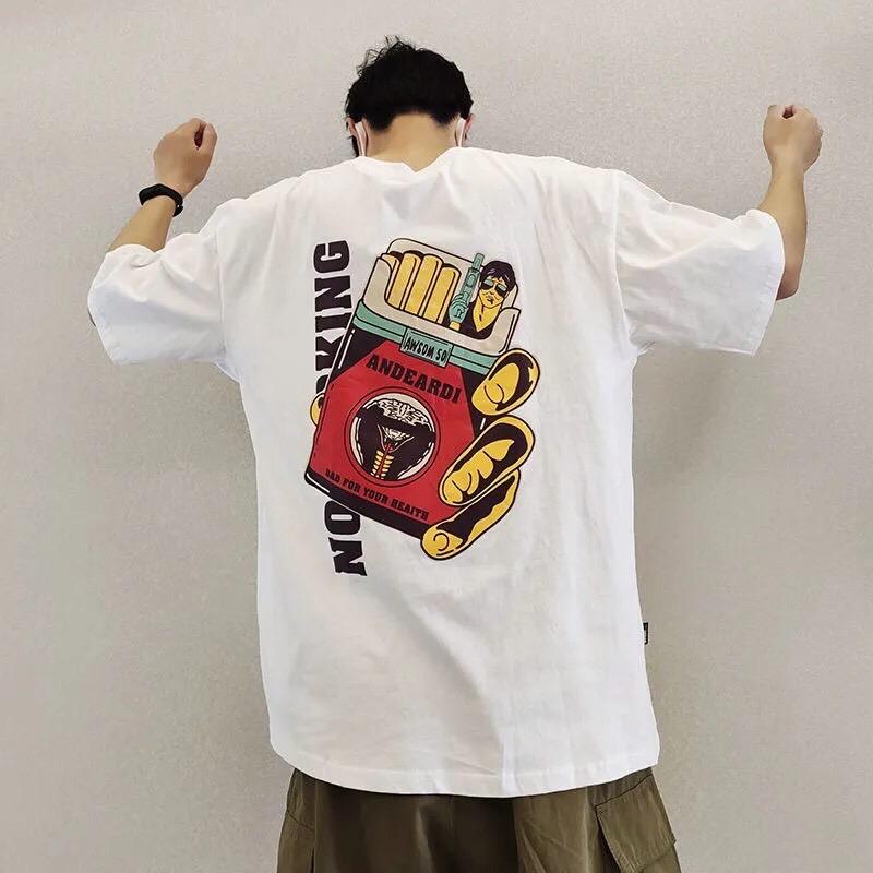 100%純棉男士前後印花百搭上衣2色 S-4XL