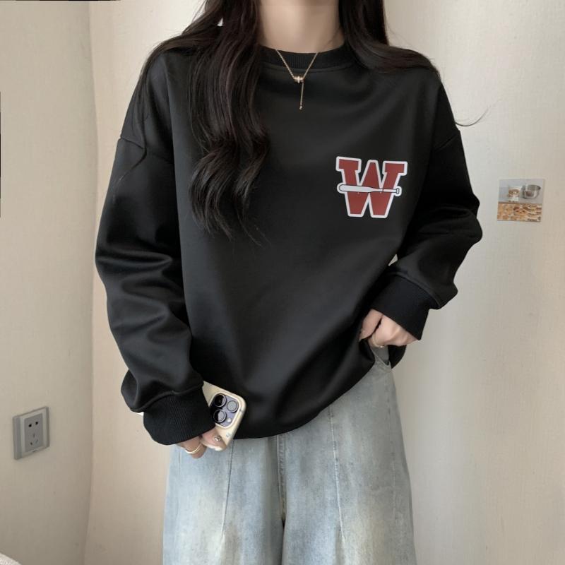 實拍 加絨加厚復合銀狐絨衛衣女秋冬裝圓領 M-3XL