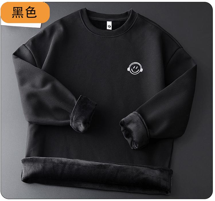 日系圓領復古加絨加厚百搭衛衣 3色M-4XL