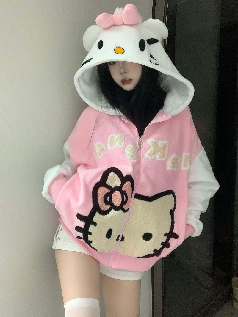 抖音同款天貓品質HelloKitty外套搖粒絨兩色 M-XL