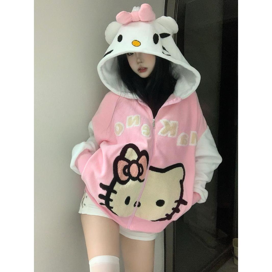 抖音同款天貓品質HelloKitty外套搖粒絨兩色 M-XL