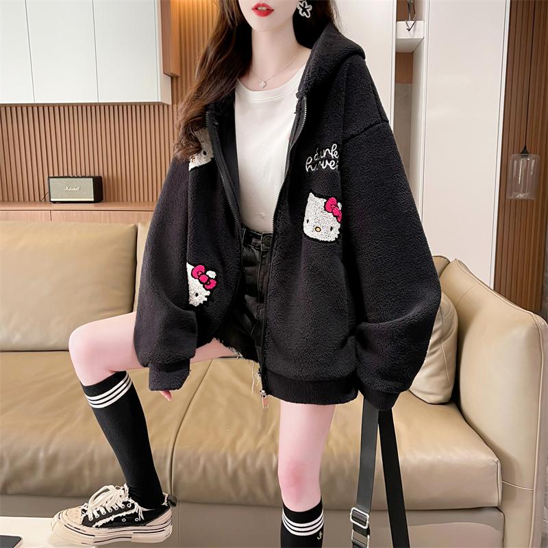 加絨加厚羊羔絨HelloKitty兩色 M-XL