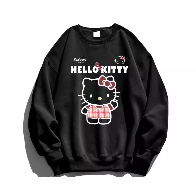 華棉薄款320克/加絨400克圓領KITTY印花衛衣4色 M-2XL