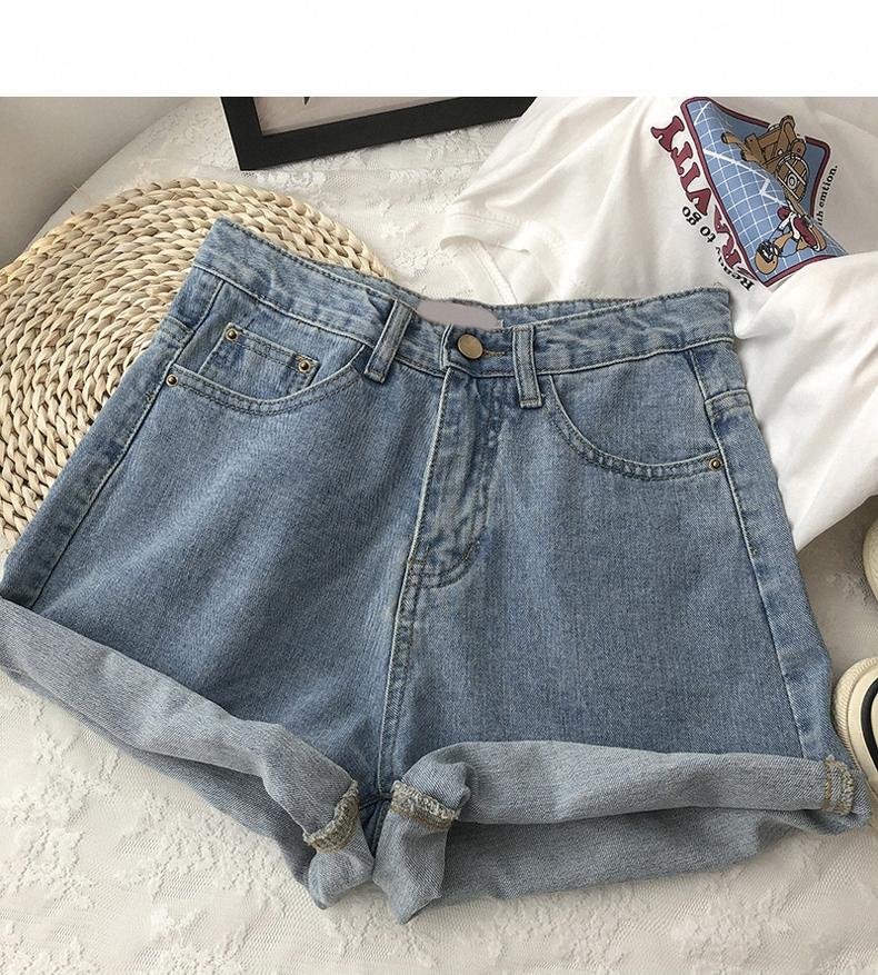 捲邊牛仔短褲百搭休閒寬鬆4色 S-2XL