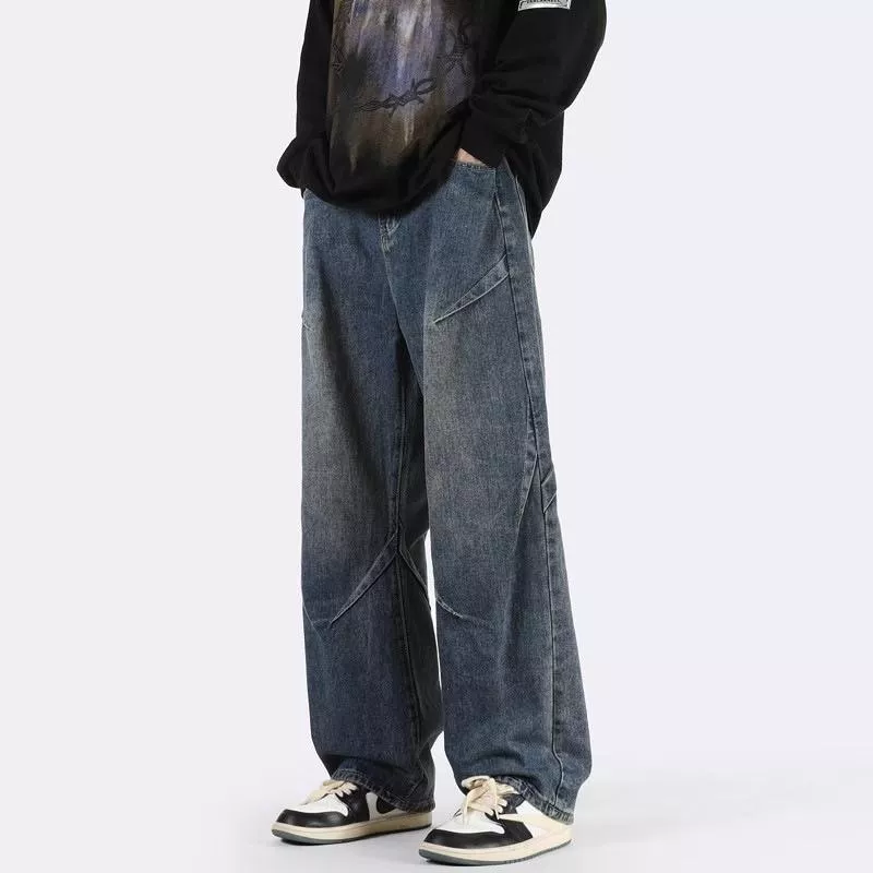 闊腿牛仔褲男款寬松直筒美式春夏工裝褲3色 S-3XL 闊腿牛仔褲男款寬松直筒美式春夏工裝褲3色 S-3XL