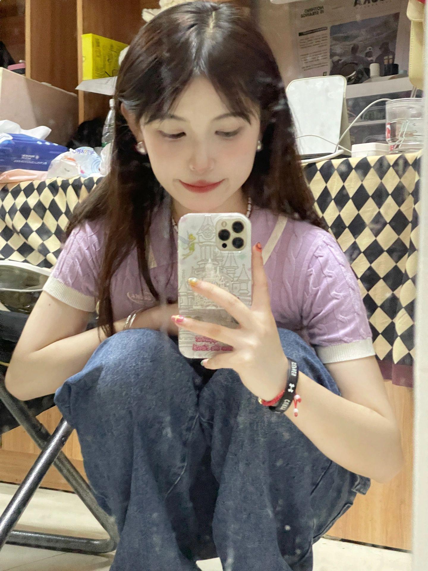 polo領t卹短袖夏季小眾針織衫彈性短版上衣
