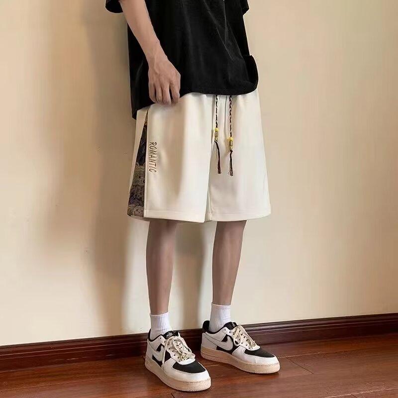 高街休閒短褲男士夏季潮牌設計感寬鬆大尺碼運動五分褲3色 M-4XL