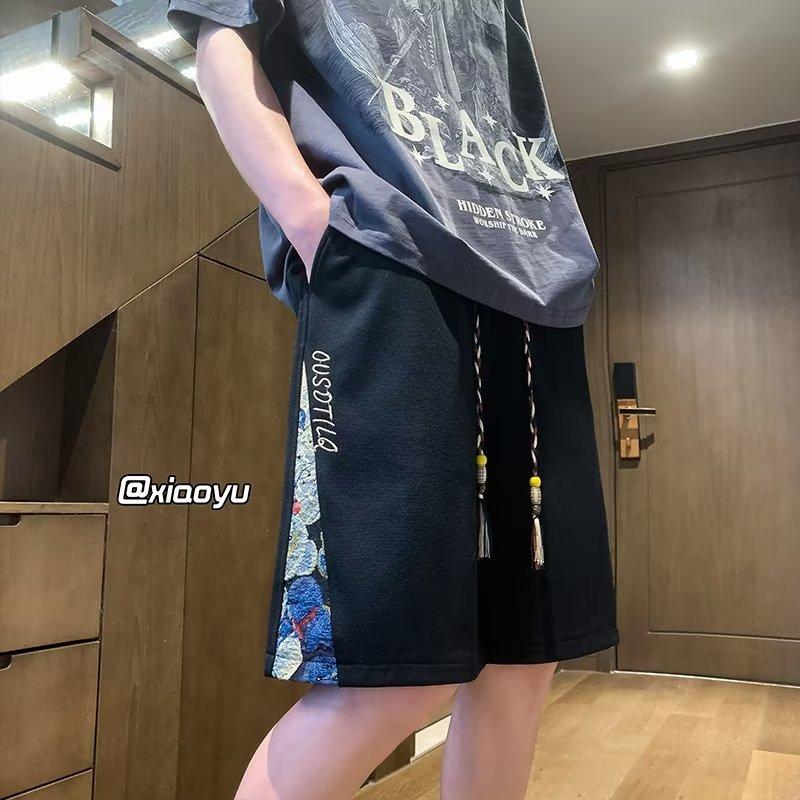 高街休閒短褲男士夏季潮牌設計感寬鬆大尺碼運動五分褲3色 M-4XL