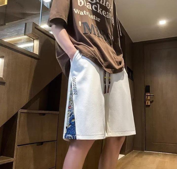 高街休閒短褲男士夏季潮牌設計感寬鬆大尺碼運動五分褲3色 M-4XL