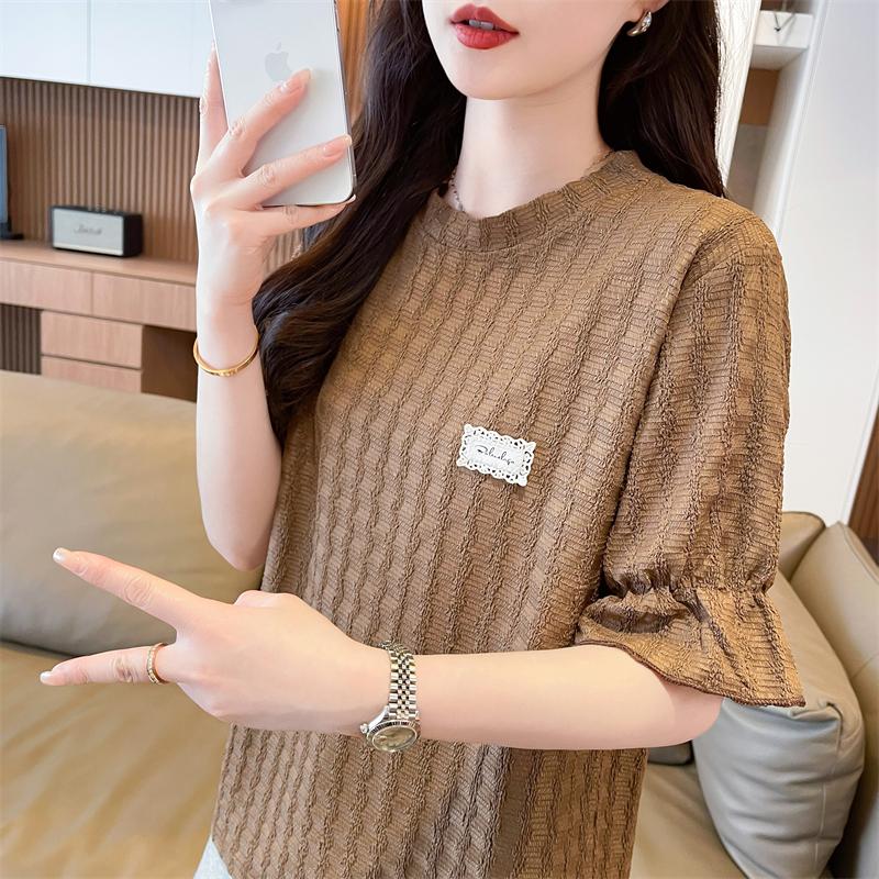 仿編織咖啡色知性百搭上衣2色 M-2XL