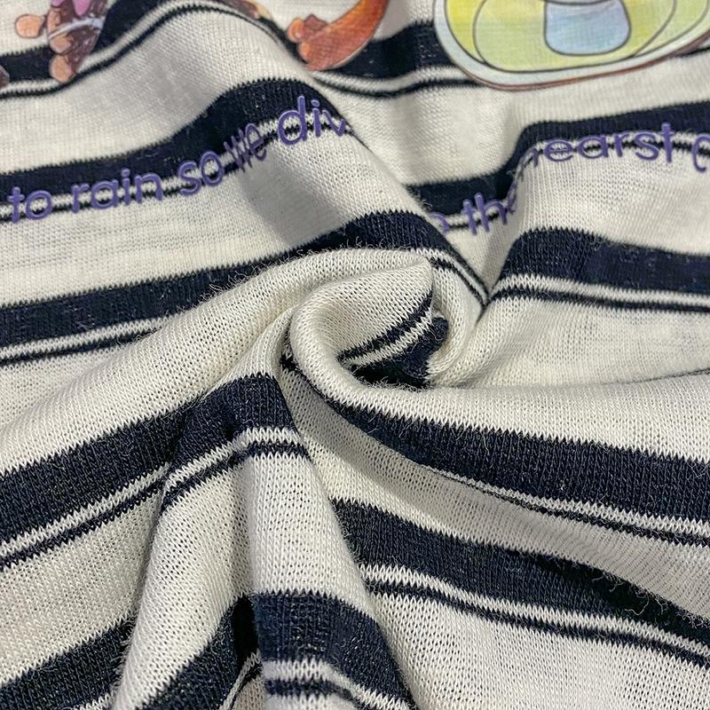 實拍65棉特大碼設計感小眾條紋短袖t 2色 M-4XL