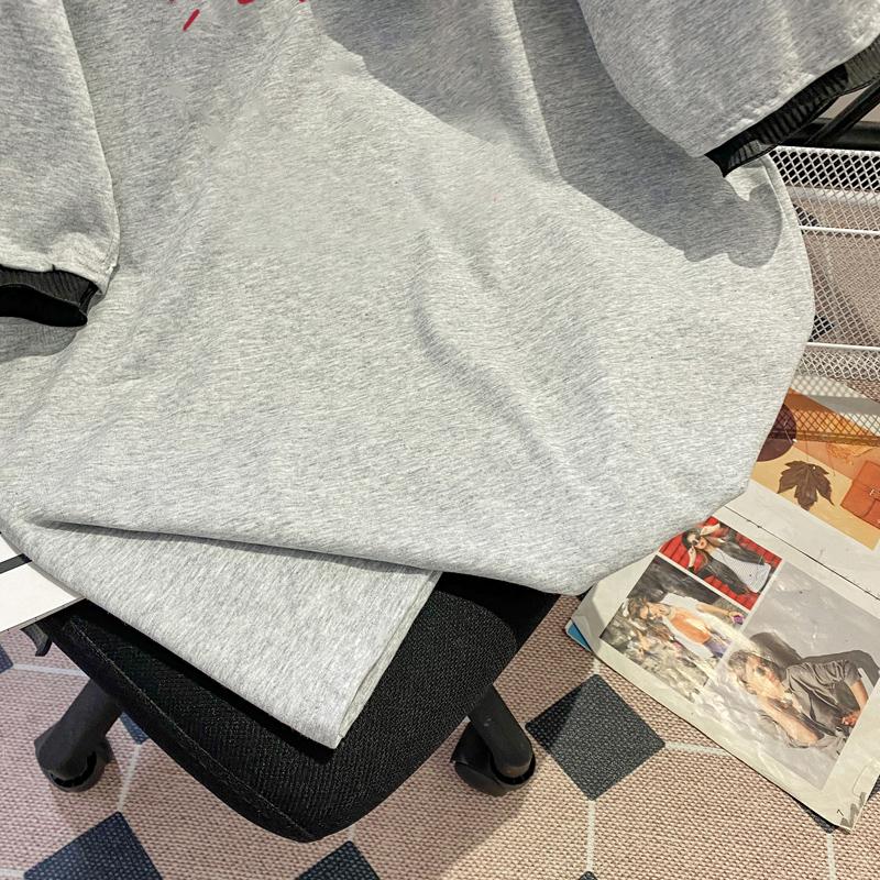 實拍棉+領口索羅娜大碼網紗拼接假兩件上衣2色 M-4XL