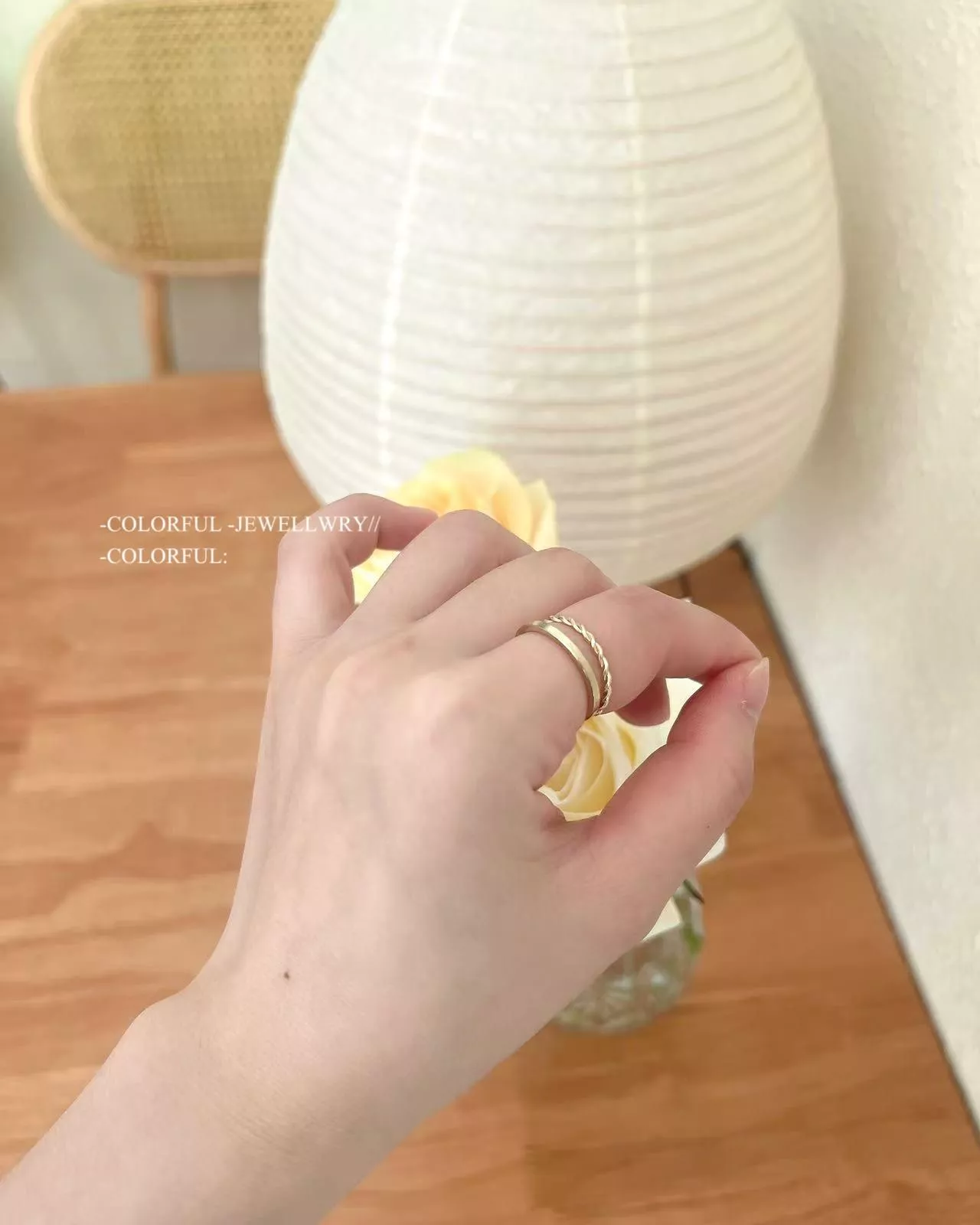 ✨韓系質感單品｜金色雙層扭繩開口戒指