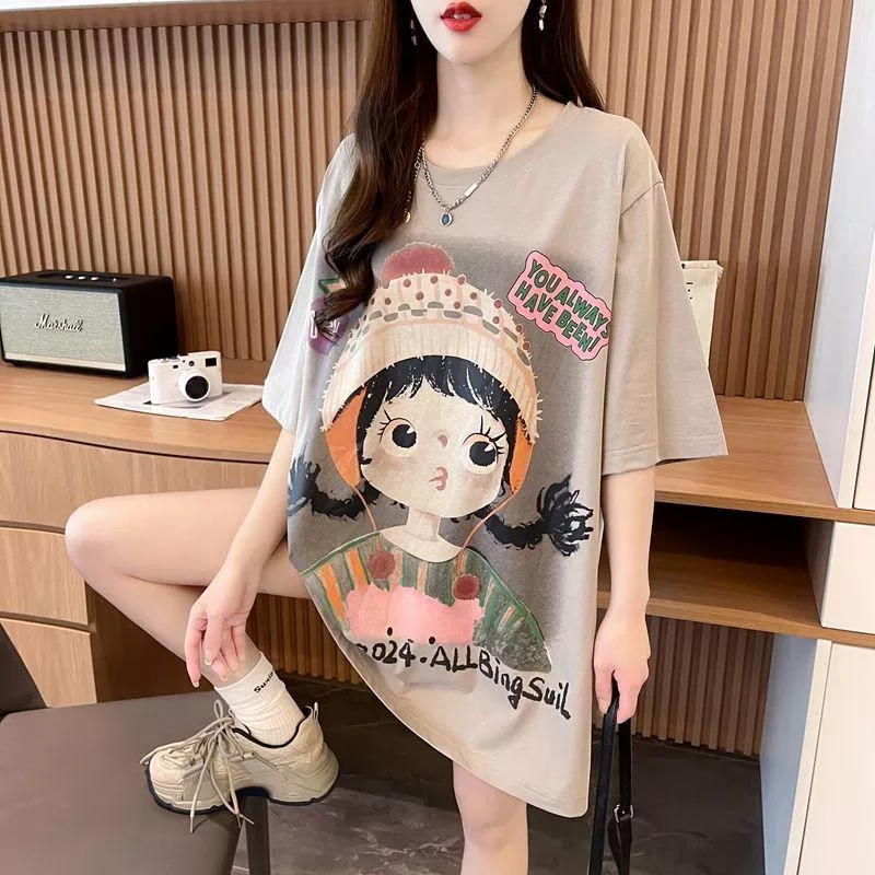 實拍純棉小眾設計感卡通小女生短袖寬鬆上衣3色 M-XL 實拍純棉小眾設計感卡通小女生短袖寬鬆上衣3色 M-XL