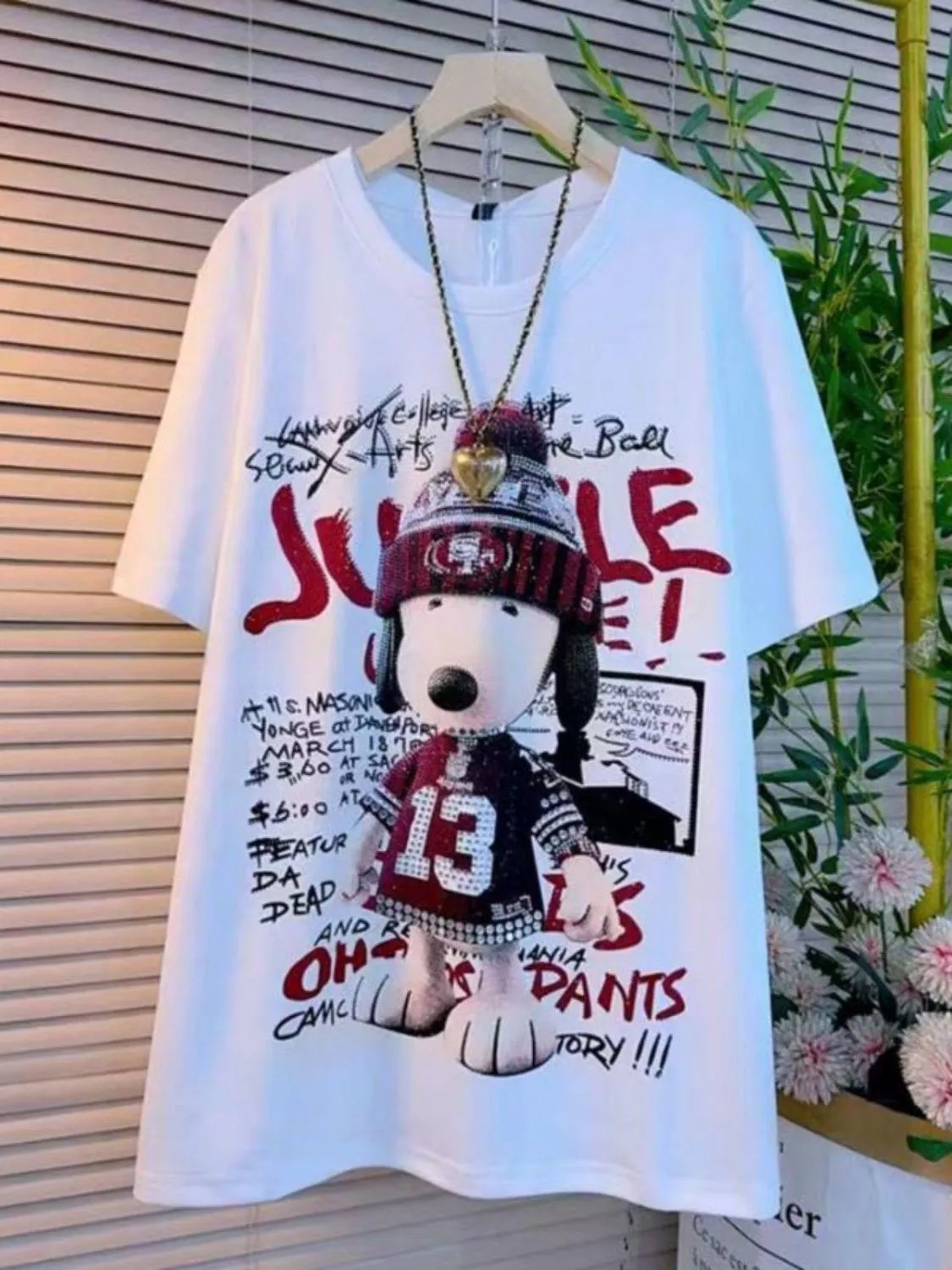 大尺碼重工卡通印花短袖T卹寬鬆胖mm顯瘦時尚上衣4色 S-4XL