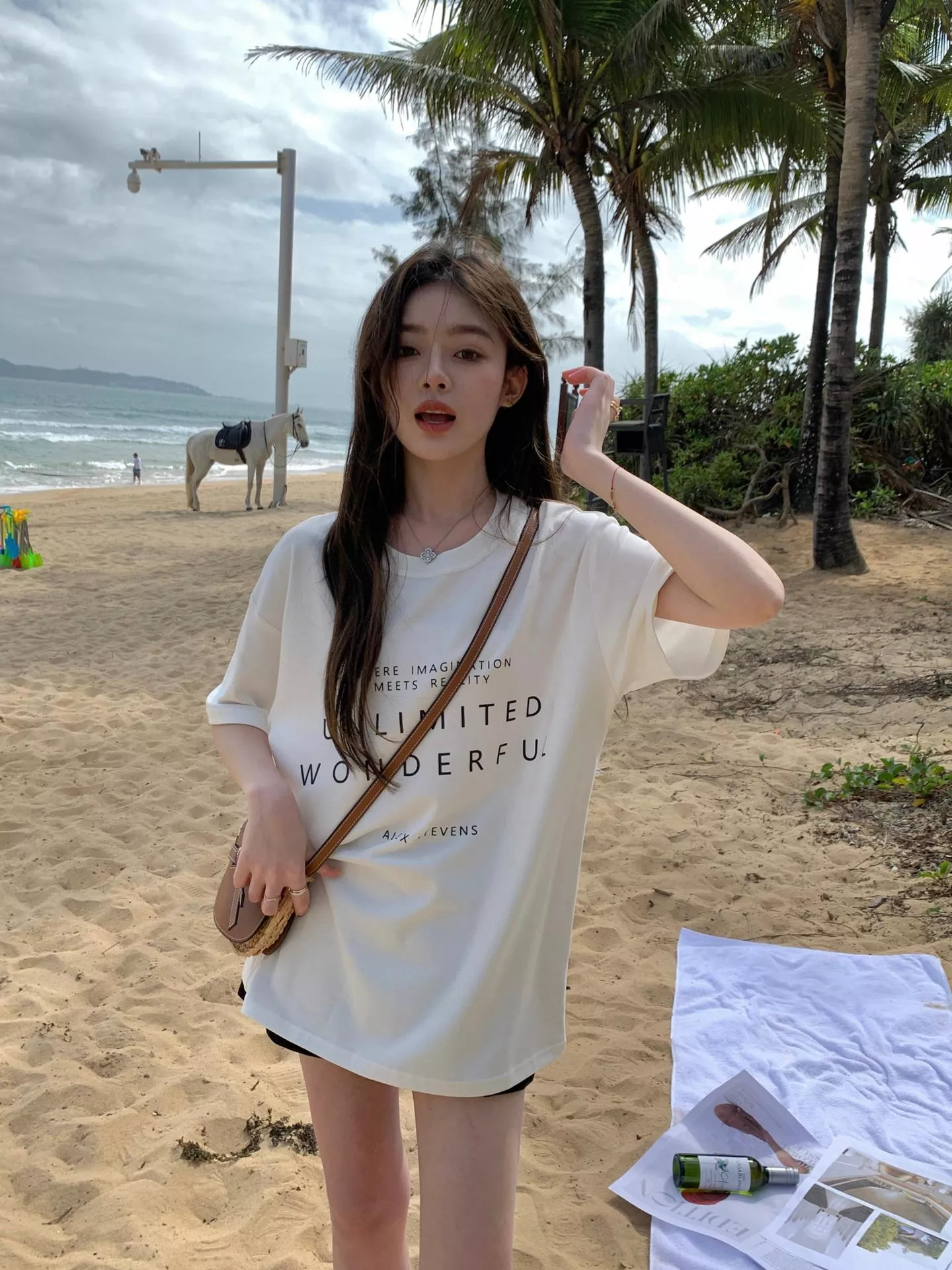 抖音品質後包領高品質純棉220克夏季寬鬆印字T M-2XL