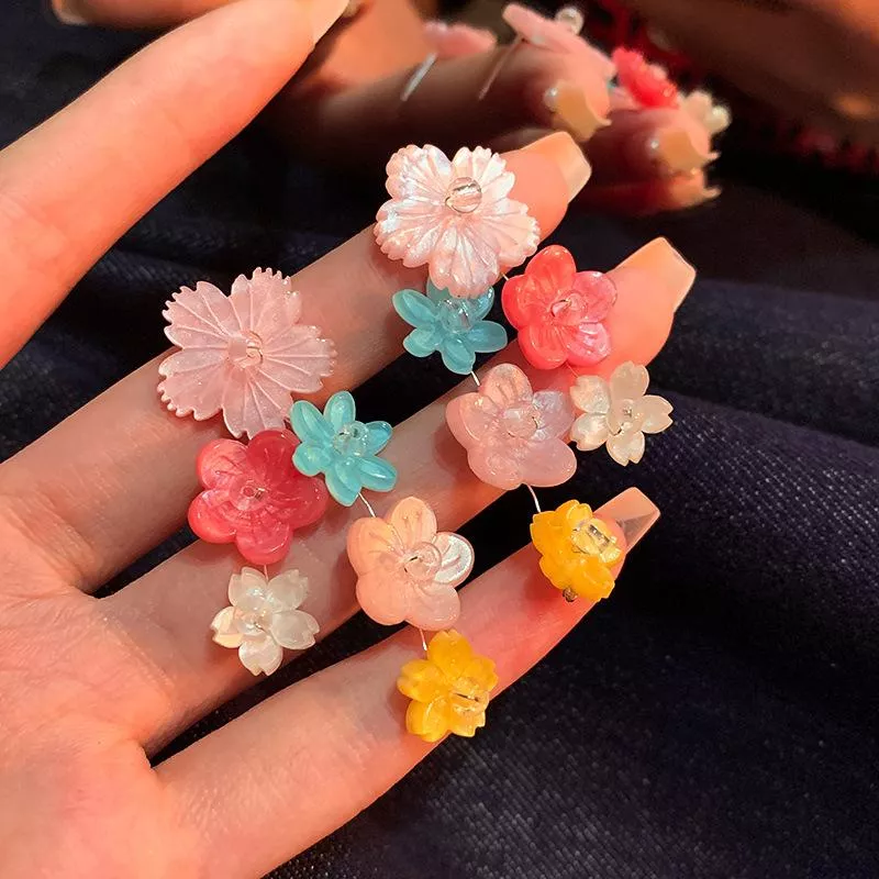 S925銀針多巴胺花朵耳環獨特漂亮甜美撞色彩色耳環 S925銀針多巴胺花朵耳環獨特漂亮甜美撞色彩色耳環