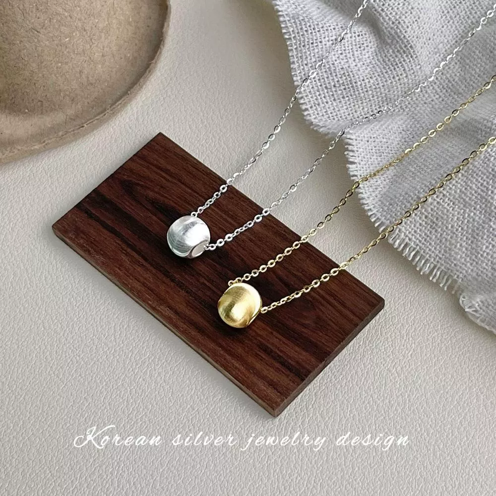 s925通體純銀拉絲炫光圓珠極簡輕奢鎖骨鏈