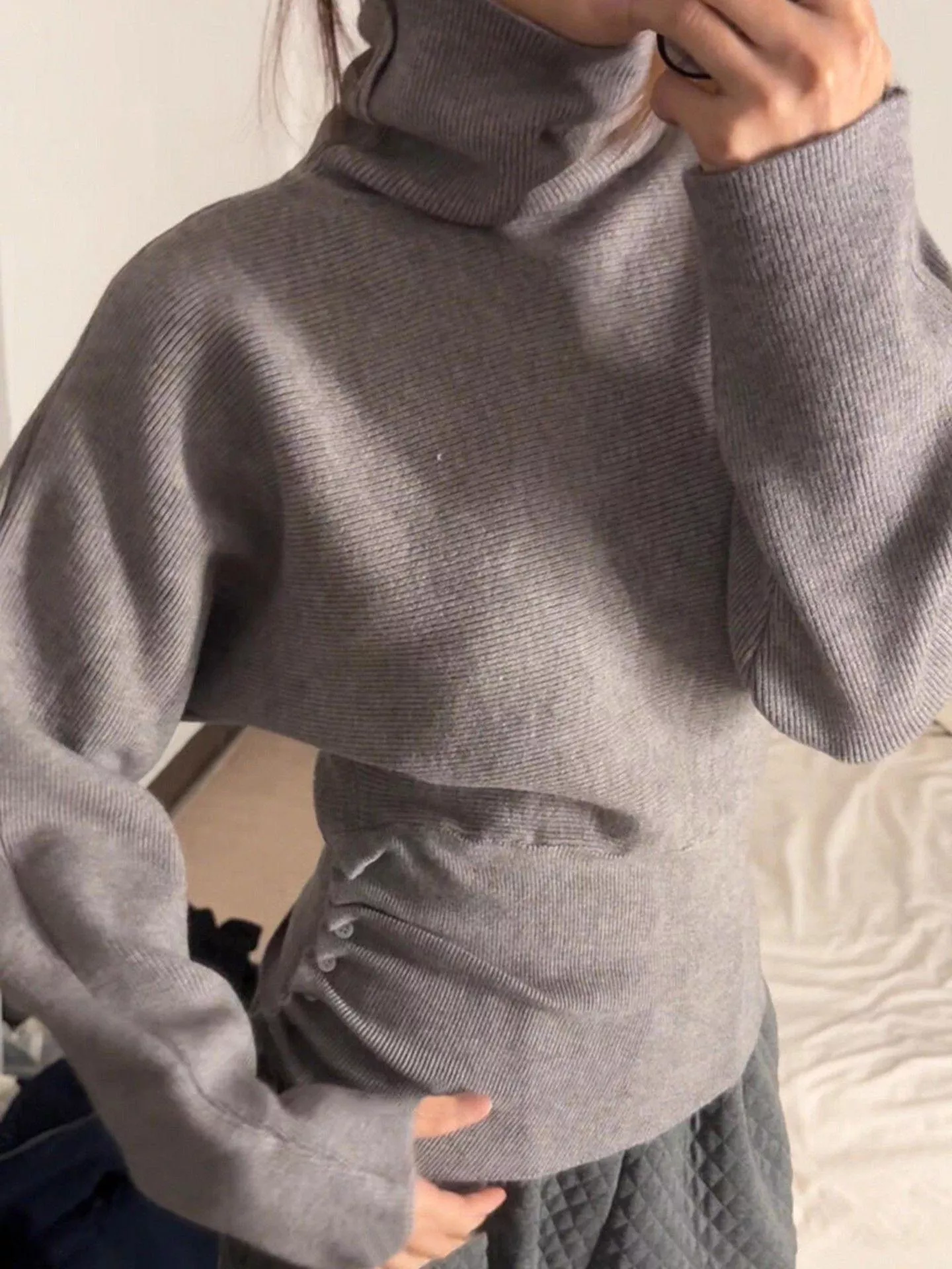 慵懶高級感高領收腰針織秋冬內搭打底衫上衣4色