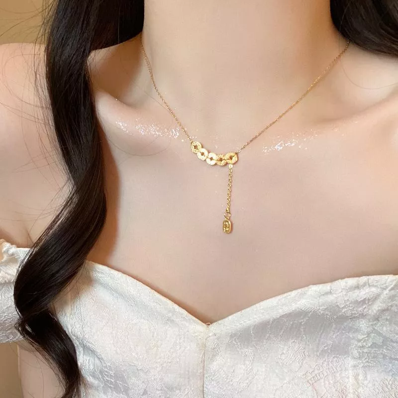 新中式五帝錢幣賺錢發財項鍊頸鍊