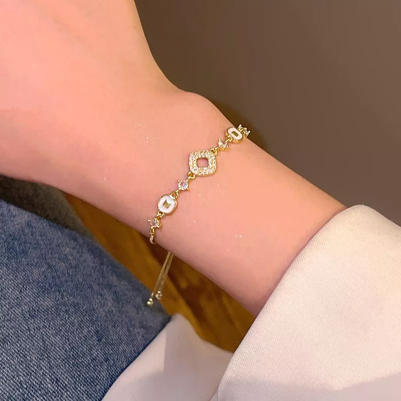 超閃幾何鋯石手鍊氣質輕奢高級感手串精緻可抽拉手飾