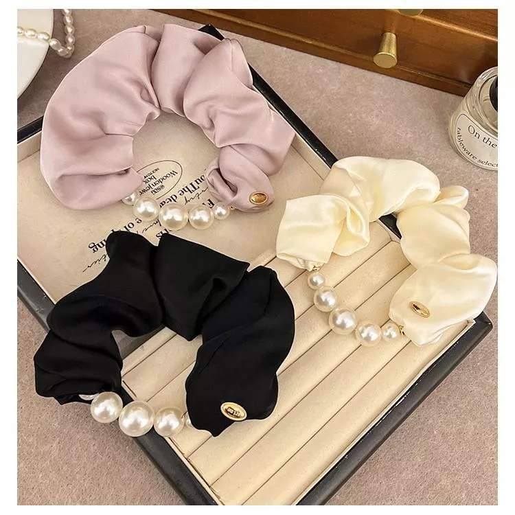 溫柔氣質珍珠髮圈低馬尾高級感紮頭髮繩皮筋髮圈