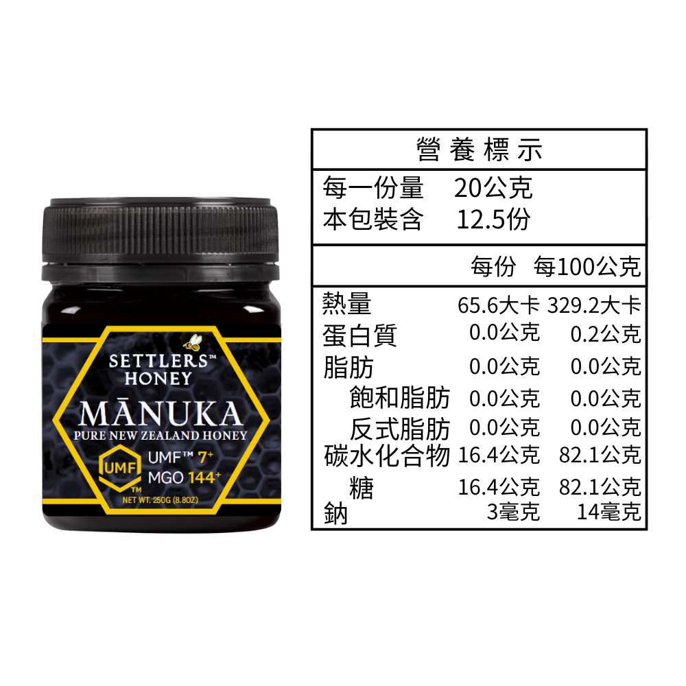紐西蘭 SETTLERS 麥蘆卡蜂蜜 UMF™7+ 250g
