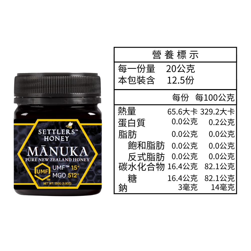 買2送1 紐西蘭 SETTLERS 麥蘆卡蜂蜜 UMF™15+ 250g