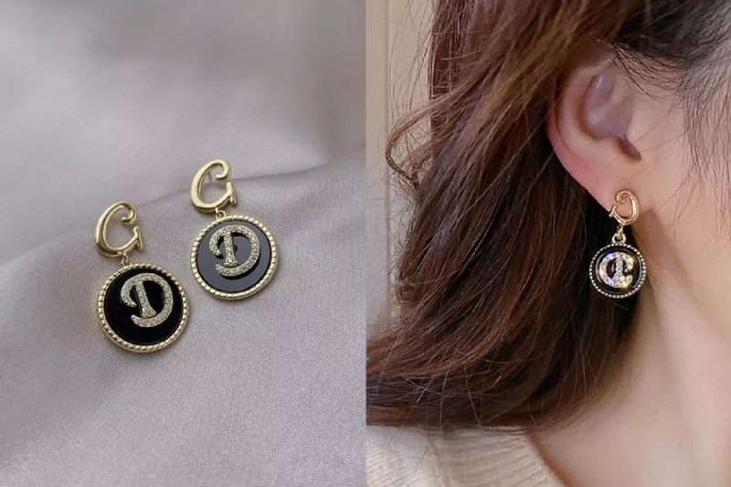 正韓S925純銀 個性百搭閃鑽字母GD耳環