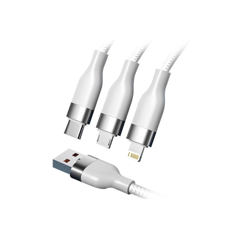 biaze畢亞茲 三合一100W快充傳輸線 5A USB to Type-C/Lightning/Micro 編織款