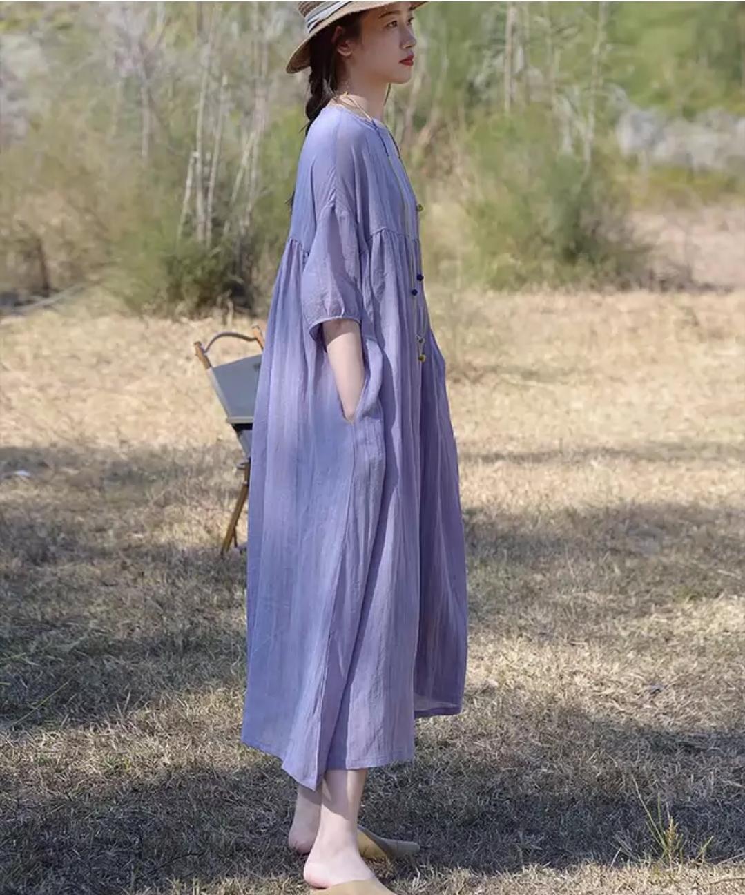 亞麻夢幻連身裙