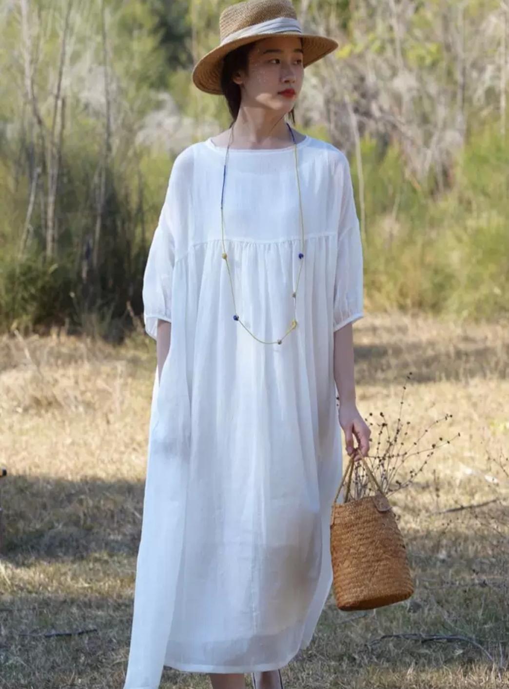 亞麻夢幻連身裙