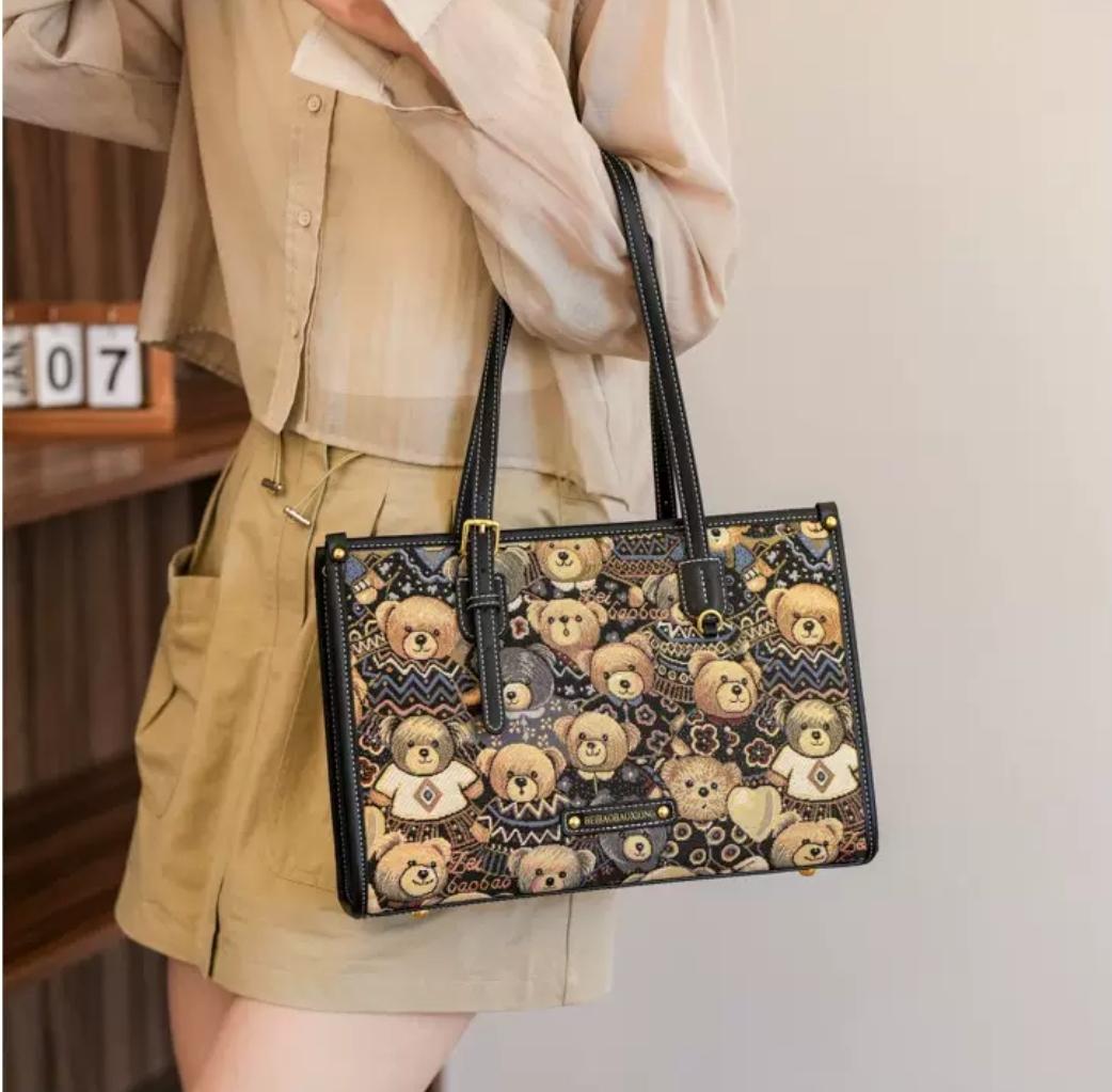 刺繡繡花卡通帆布托特包