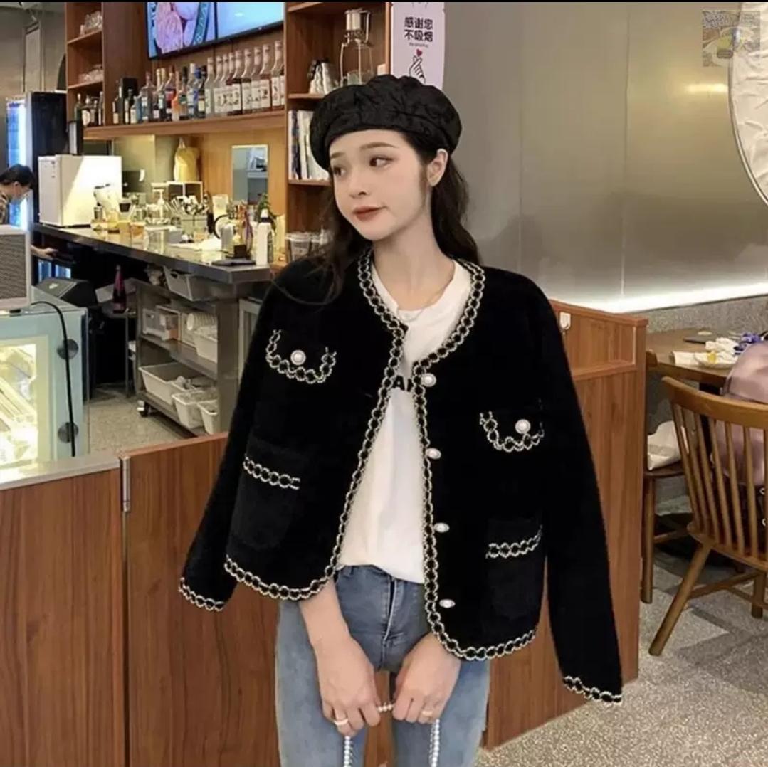 水貂絨小香風淑女外套