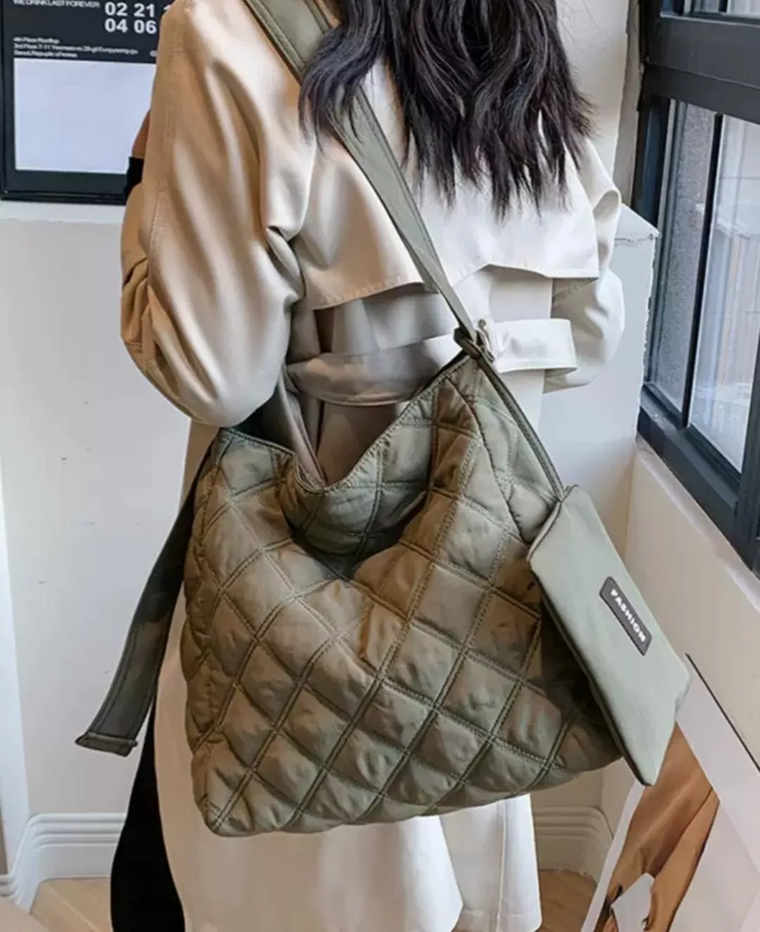 大容量造型布包包～黑色，綠色，米白色