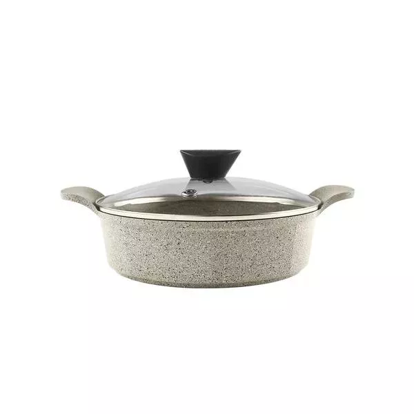 Venn系列24cm湯鍋+玻璃蓋-米色大理石