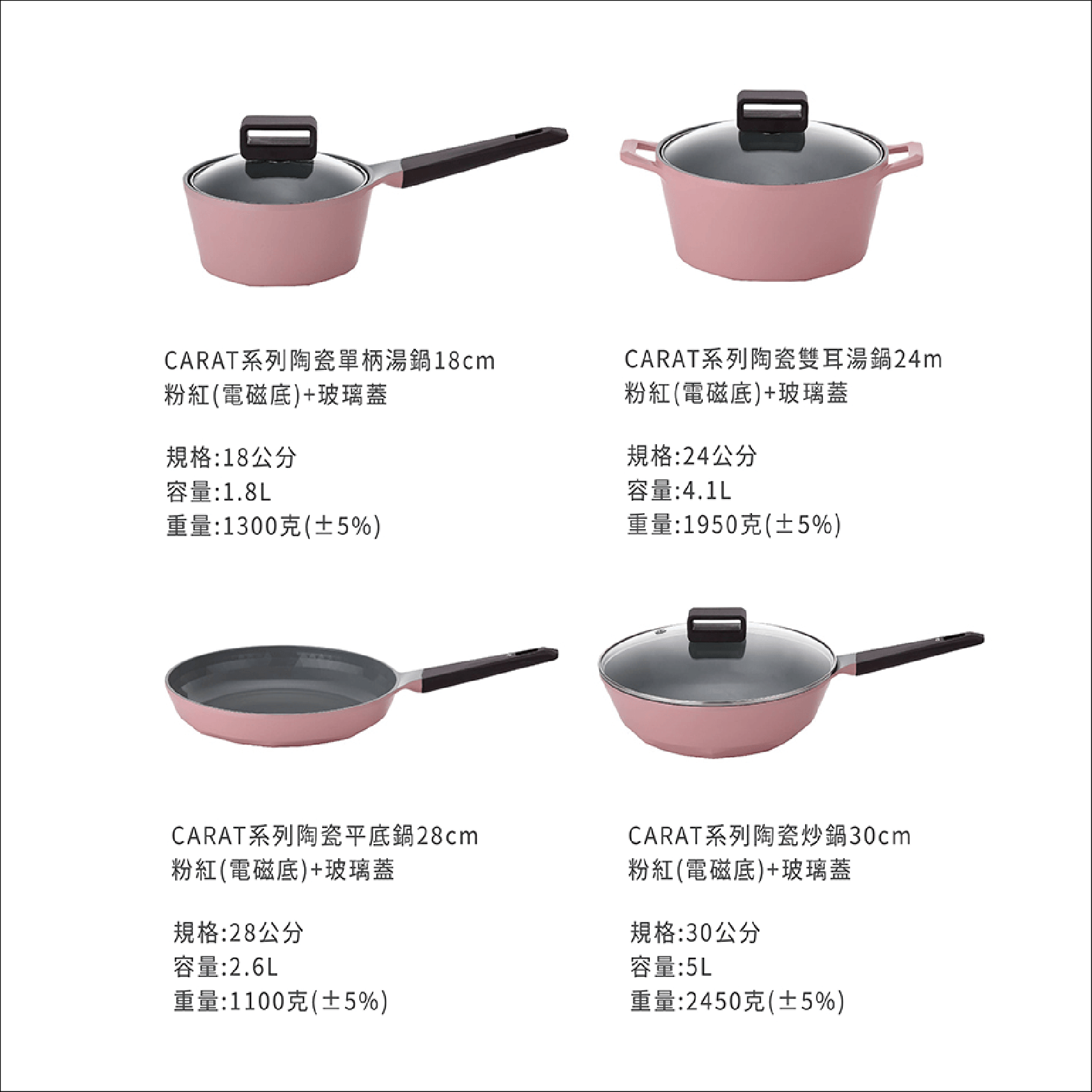 【聖誕限定】CARAT系列陶瓷粉鑽四鍋組